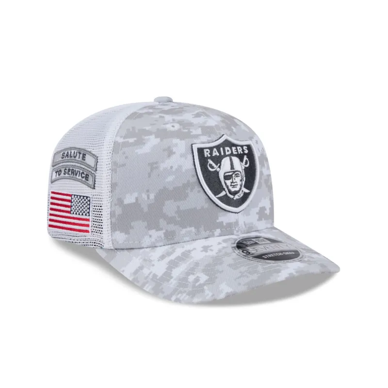 Las Vegas Raiders 2024 Salute to Service 9SEVENTY Trucker Hat sold by New Era