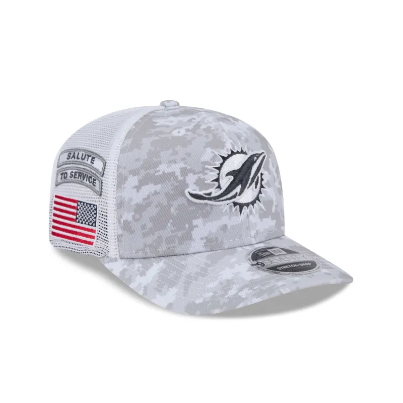 Miami Dolphins 2024 Salute to Service 9SEVENTY Trucker Hat sold by New Era