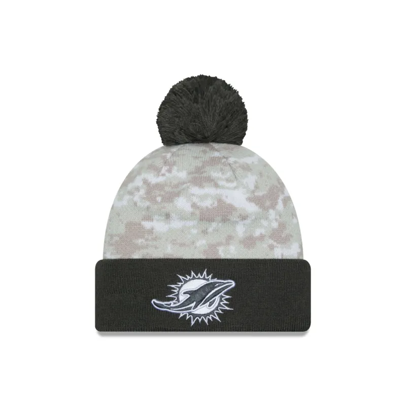 Miami Dolphins 2024 Salute to Service Pom Knit Hat sold by New Era