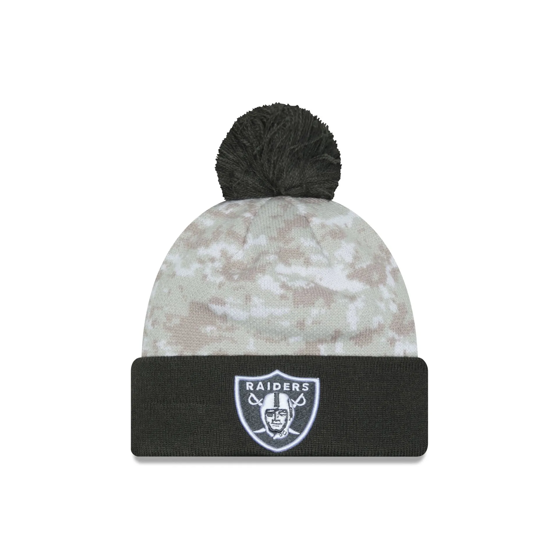 Las Vegas Raiders 2024 Salute to Service Pom Knit Hat sold by New Era