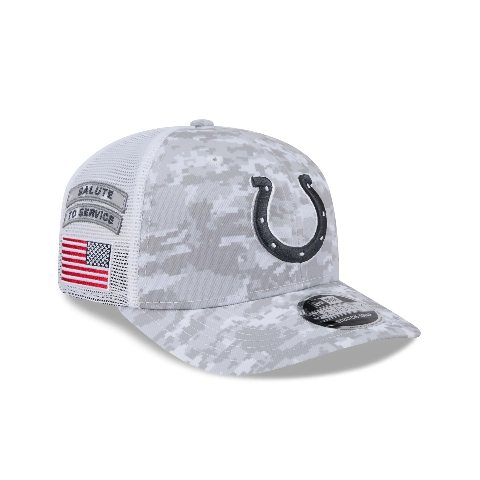 Indianapolis Colts 2024 Salute to Service 9SEVENTY Trucker Hat sold by New Era
