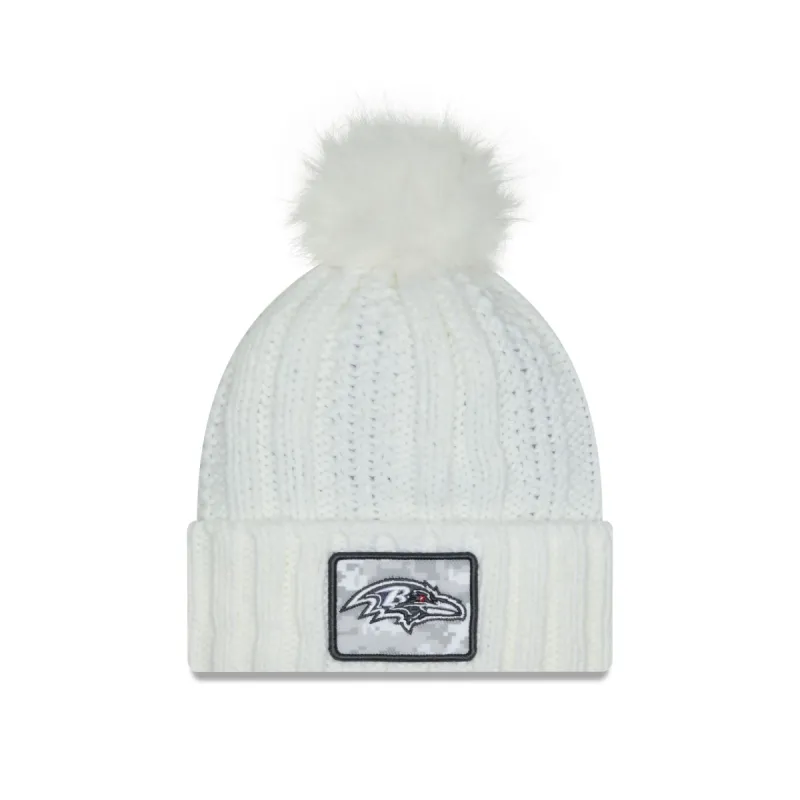 Baltimore Ravens 2024 Salute to Service Women's Pom Knit Hat sold by New Era