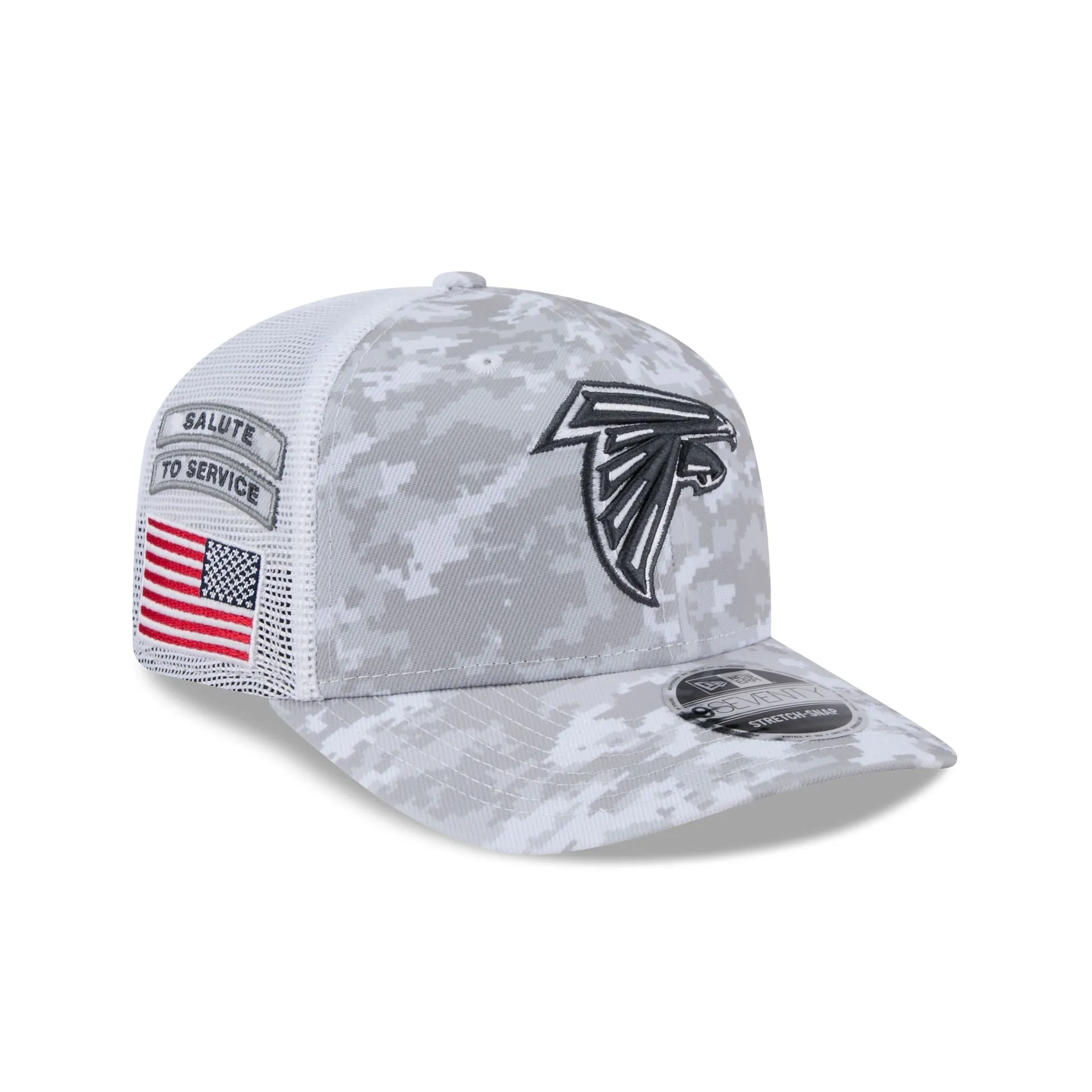Atlanta Falcons 2024 Salute to Service 9SEVENTY Trucker Hat sold by New Era