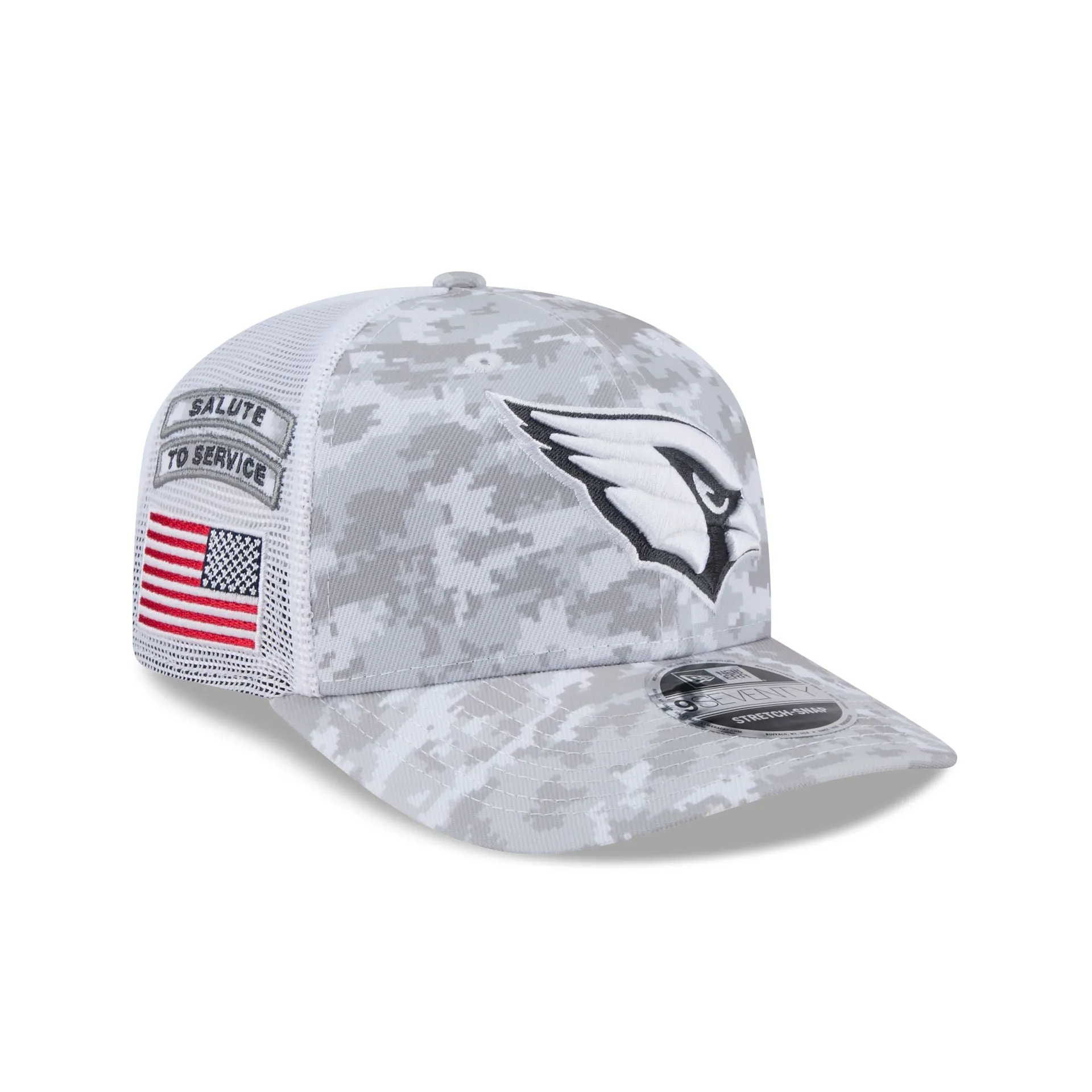 Arizona Cardinals 2024 Salute to Service 9SEVENTY Trucker Hat sold by New Era