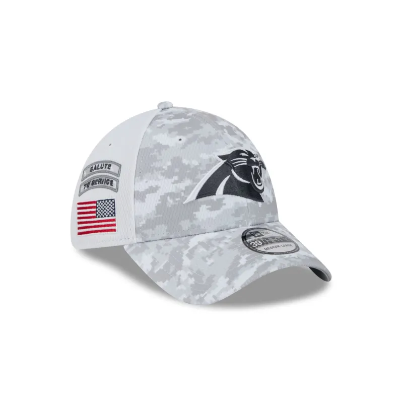 Carolina Panthers 2024 Salute to Service 39THIRTY Stretch Fit Hat sold by New Era