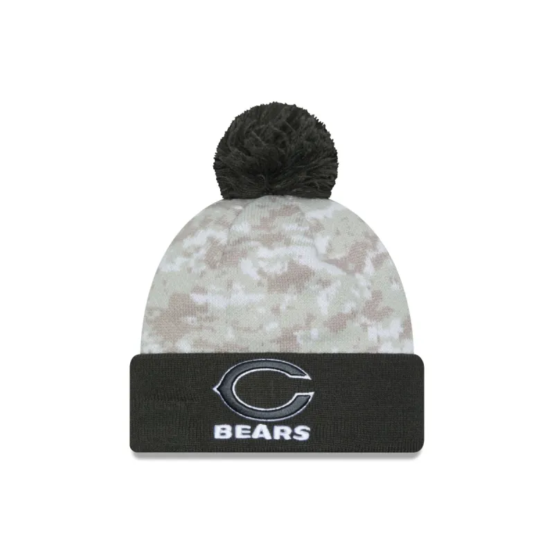 Chicago Bears 2024 Salute to Service Pom Knit Hat sold by New Era