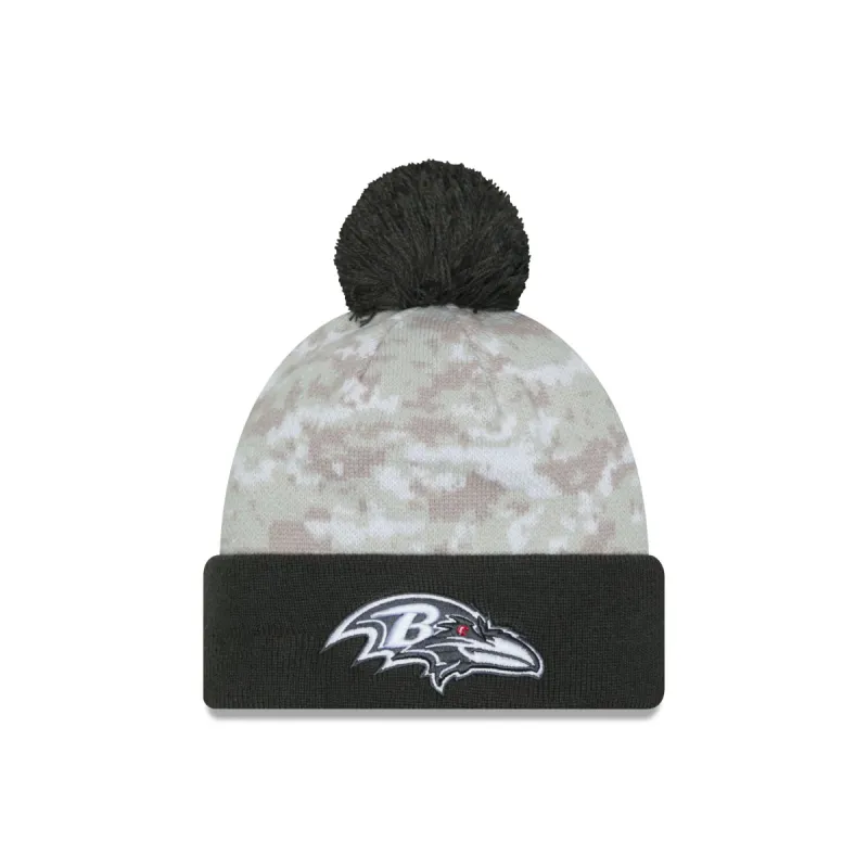 Baltimore Ravens 2024 Salute to Service Pom Knit Hat sold by New Era