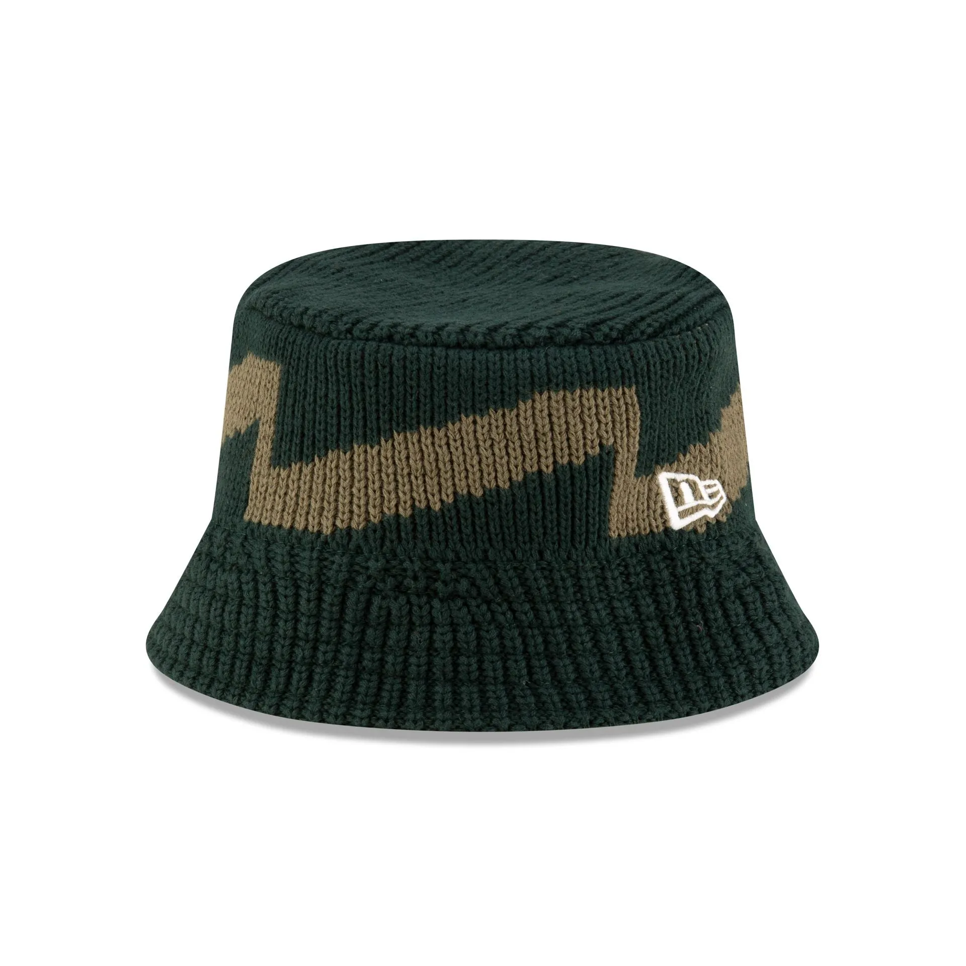 New Era Cap Knit Hat Pattern Dark Green Bucket Hat sold by New Era