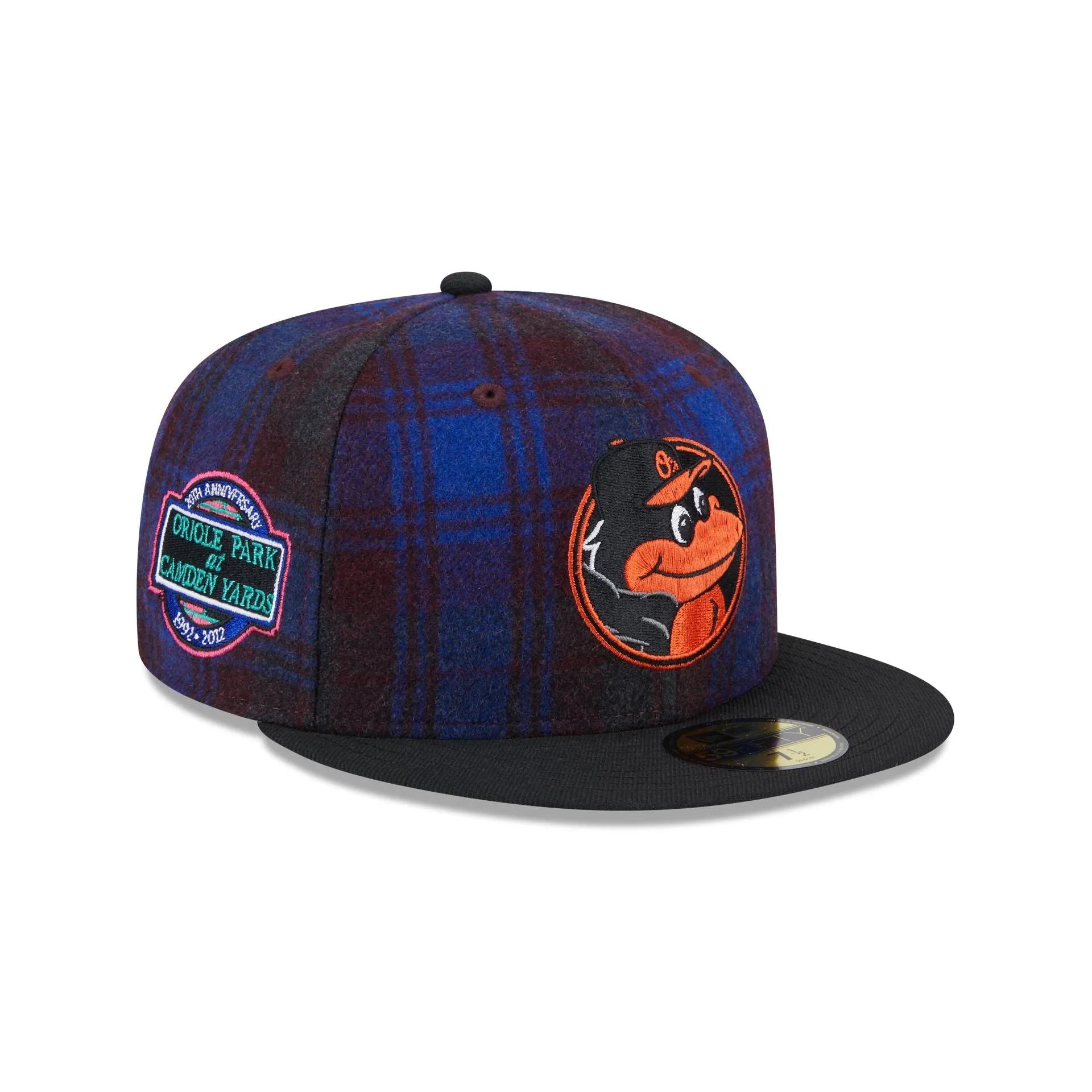 Baltimore Orioles Mascot Plaid 59FIFTY Fitted Hat sold by New Era