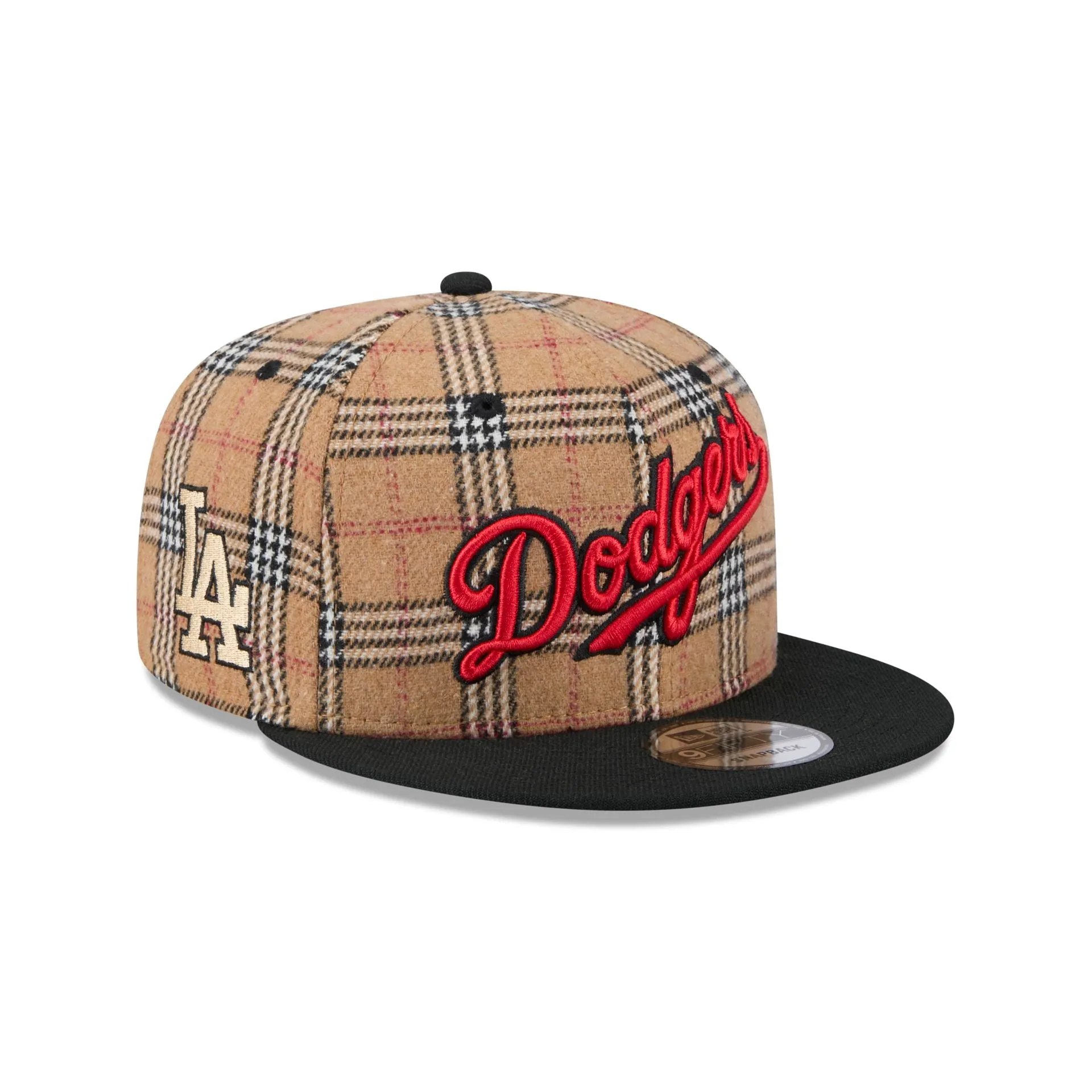 Los Angeles Dodgers Tan Tartan 9FIFTY Snapback Hat sold by New Era