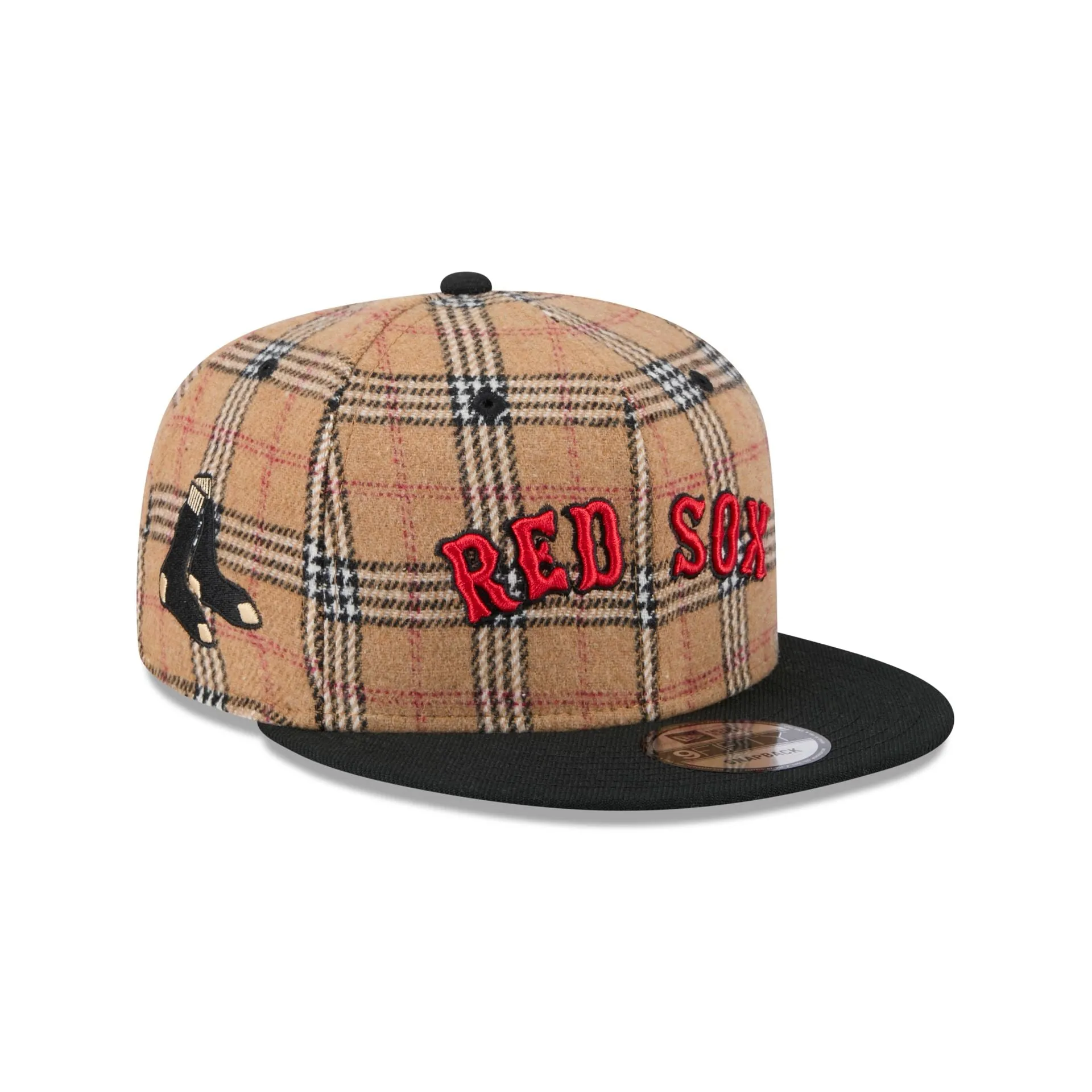 Boston Red Sox Tan Tartan 9FIFTY Snapback Hat sold by New Era