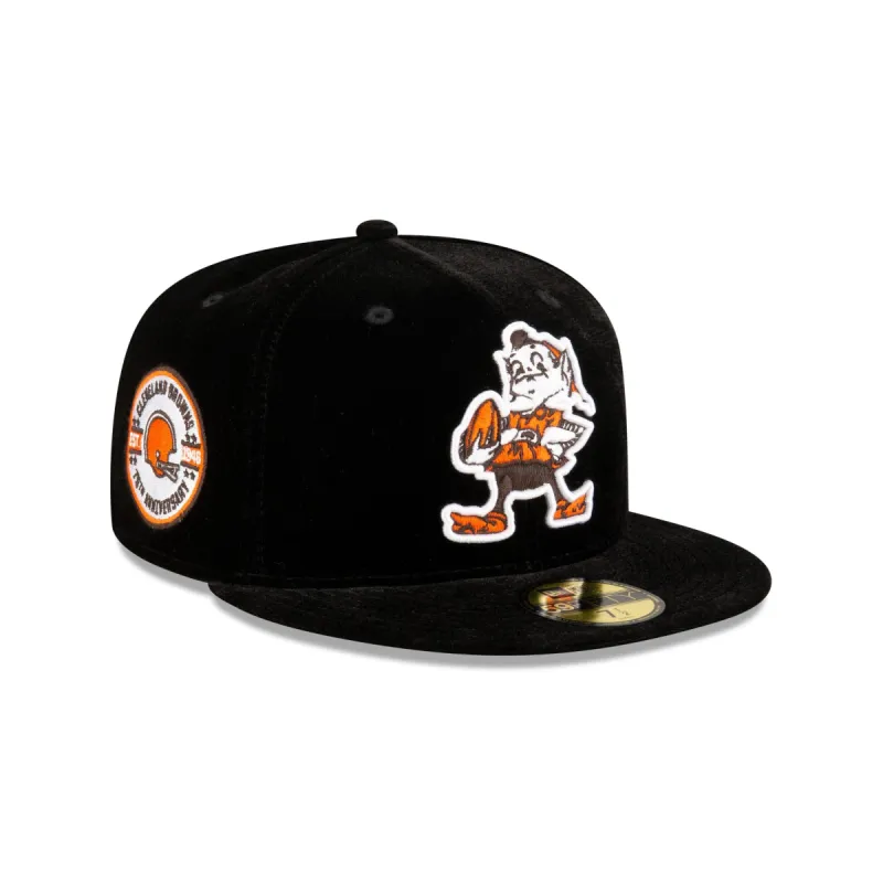 Just Caps Velvet Historic Cleveland Browns 59FIFTY Fitted Hat made by New Era