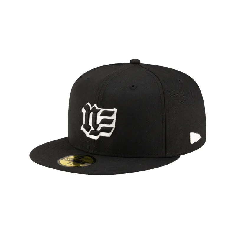 Brand New Era Blackletter Black 59FIFTY Fitted Hat sold by New Era