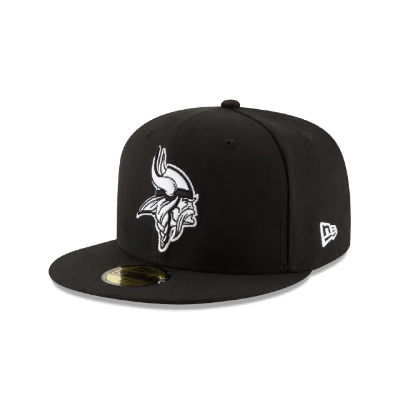 Minnesota Vikings Black & White 59FIFTY Fitted Hat sold by New Era