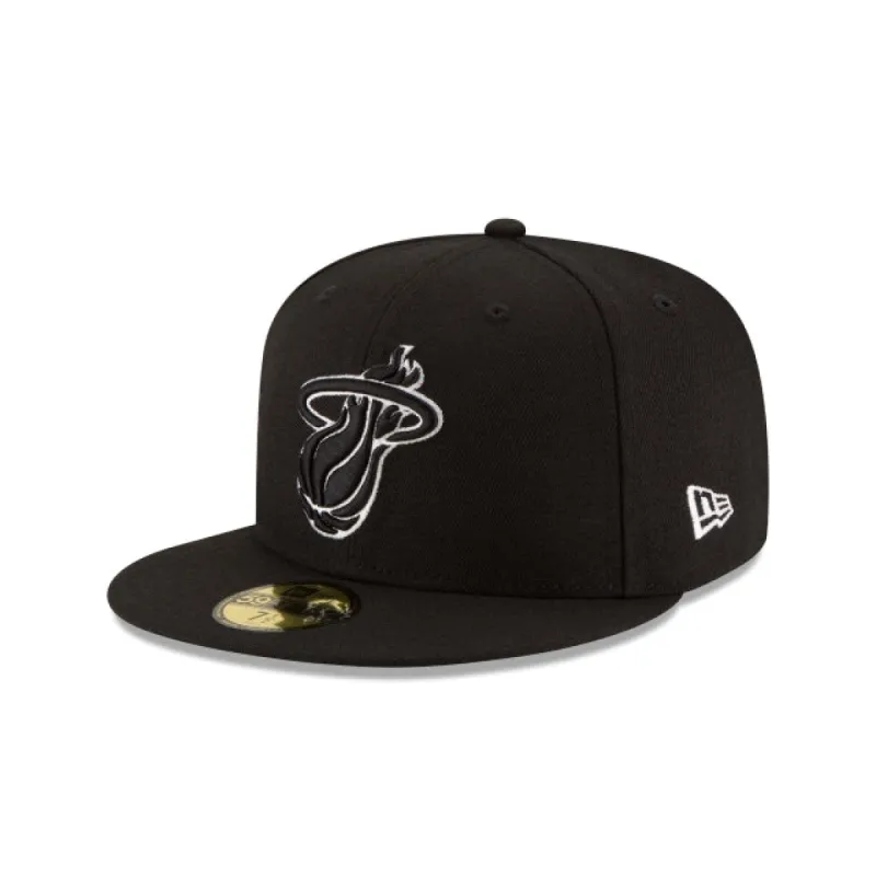 Miami Heat Black & White 59FIFTY Fitted Hat sold by New Era