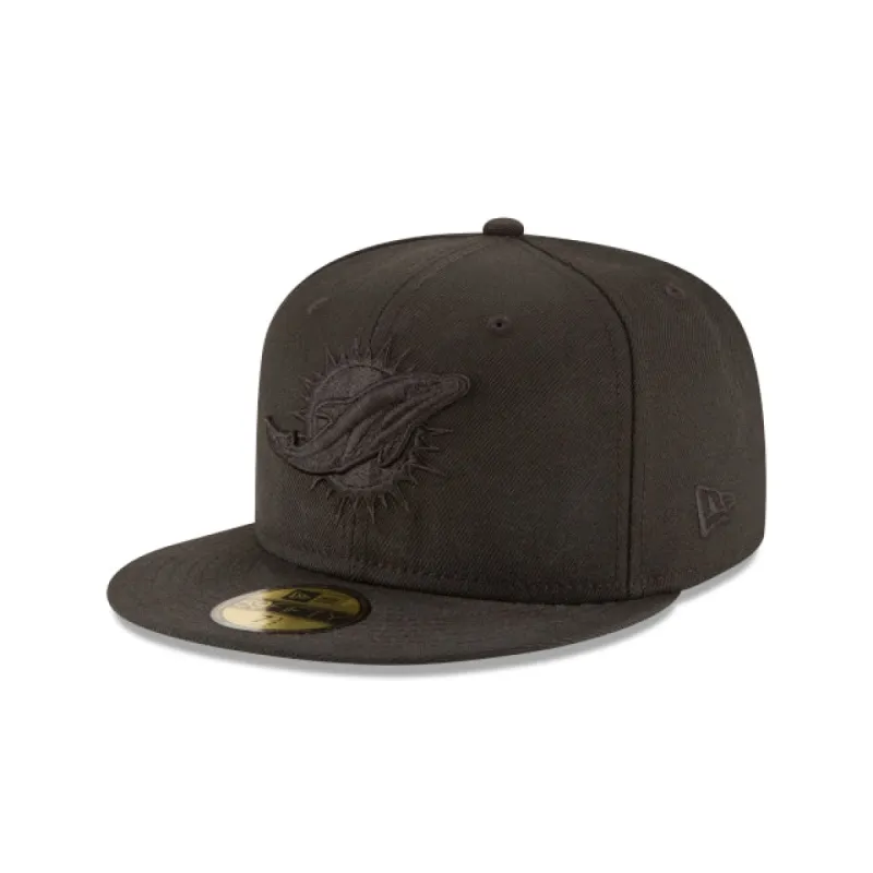 Miami Dolphins Black On Black 59FIFTY Fitted Hat sold by New Era