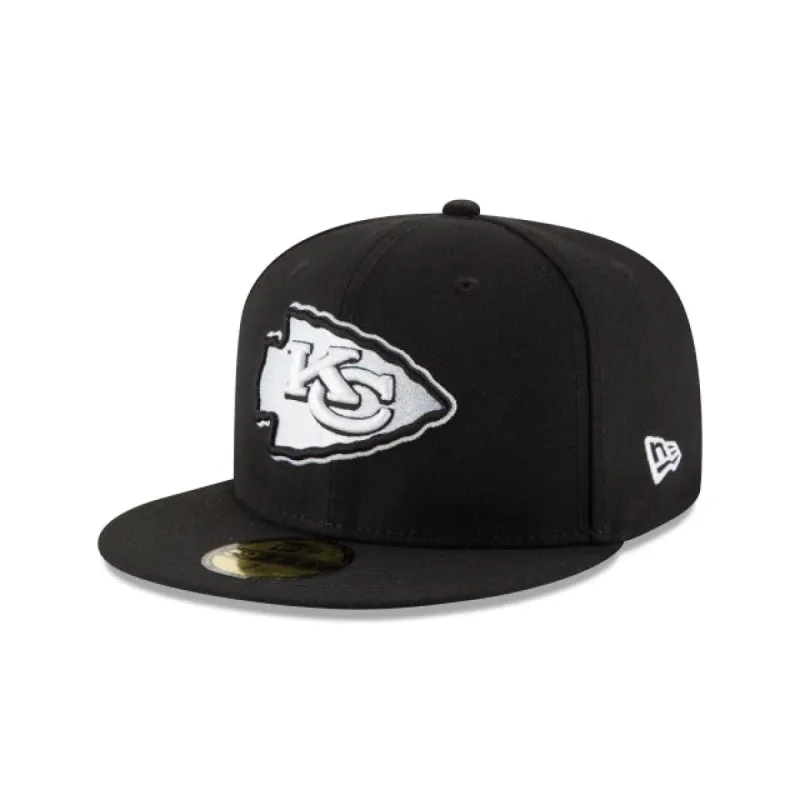 Kansas City Chiefs Black & White 59FIFTY Fitted Hat sold by New Era