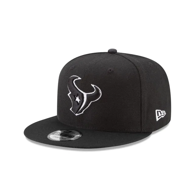 Houston Texans Black and White 9FIFTY Snapback Hat sold by New Era