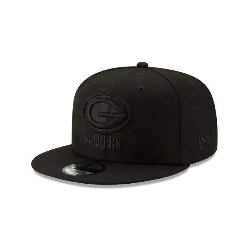 Green Bay Packers Basic Black On Black 9FIFTY Snapback Hat sold by New Era
