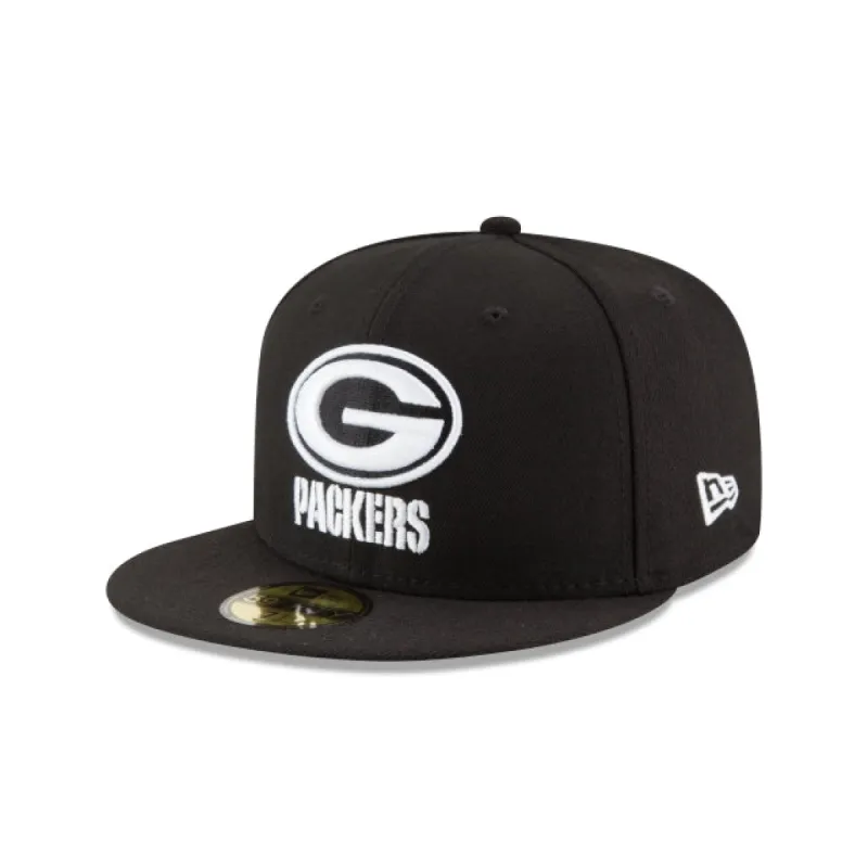 Green Bay Packers Black & White 59FIFTY Fitted Hat sold by New Era