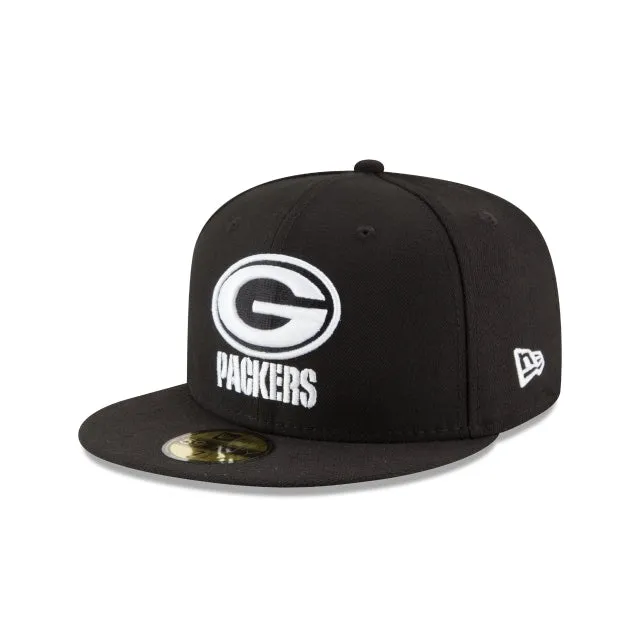 Green Bay Packers Black & White 59FIFTY Fitted Hat sold by New Era