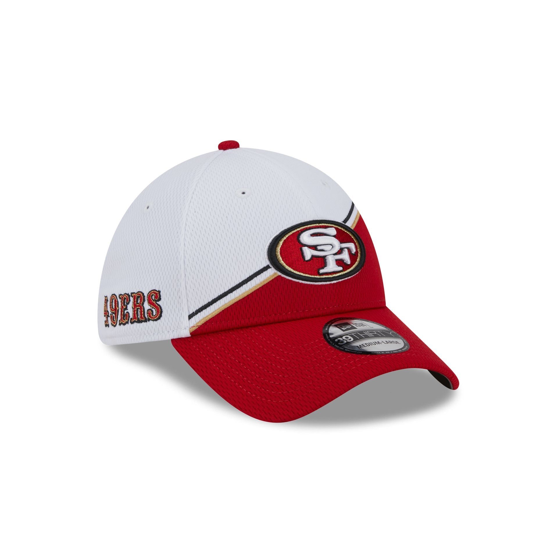 San Francisco 49ers 2023 Sideline White 39THIRTY Stretch Fit Hat sold by New Era