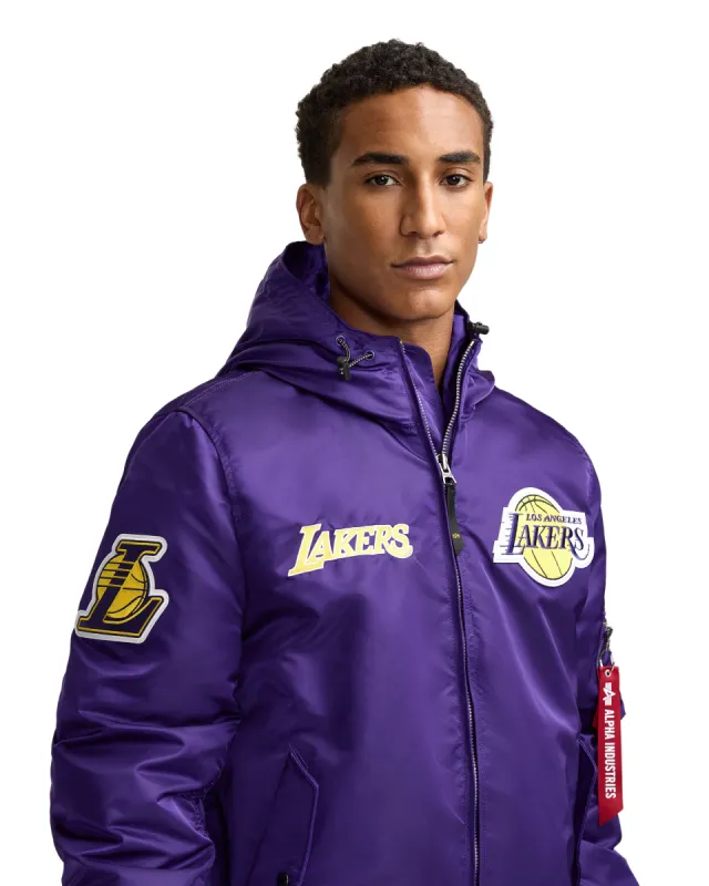 Alpha Industries x Los Angeles Lakers L-2B Hooded Bomber Jacket sold by New Era