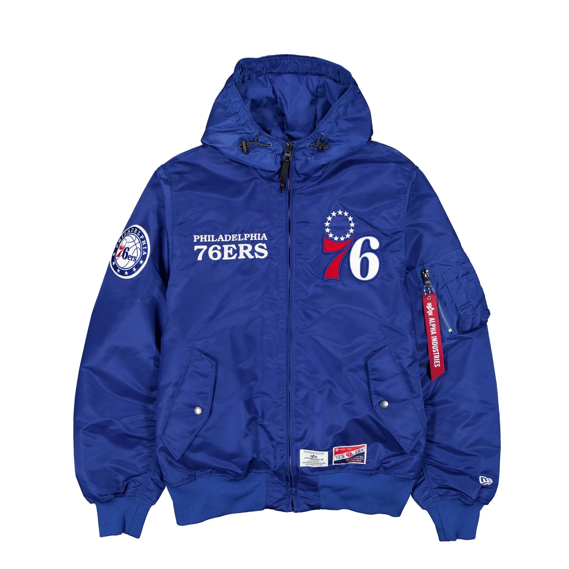 Alpha Industries x Philadelphia 76ers L-2B Hooded Bomber Jacket sold by New Era