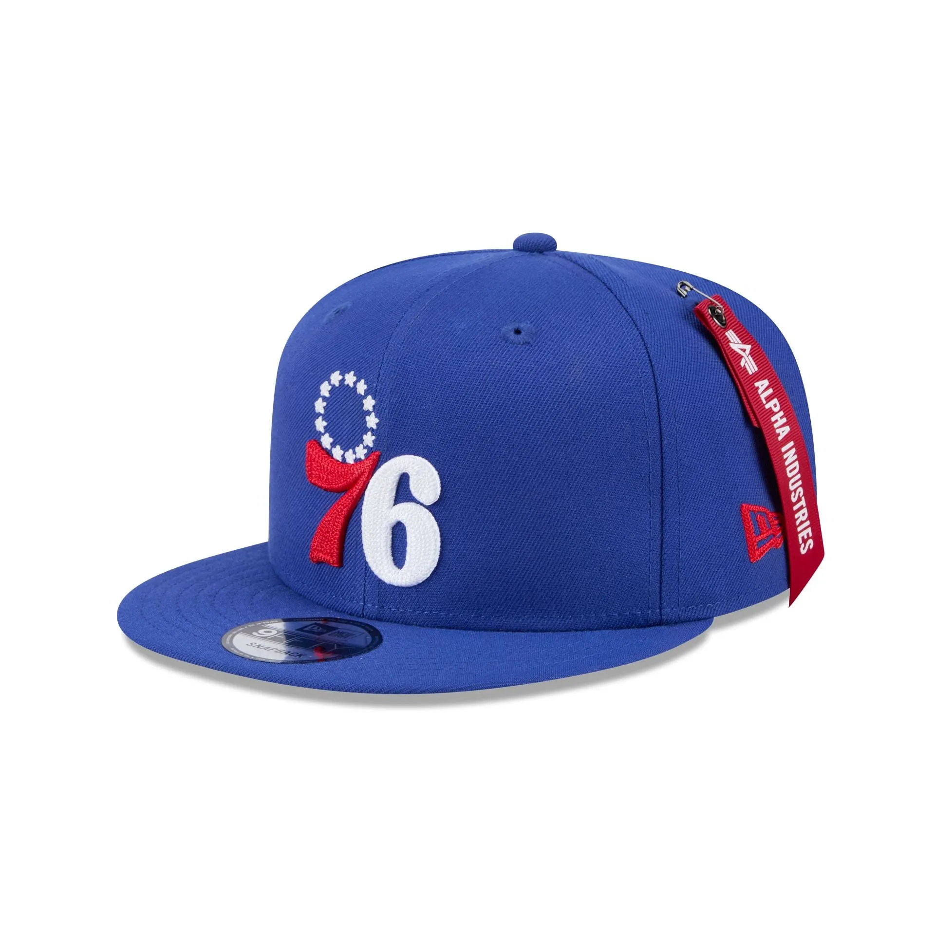 Alpha Industries x Philadelphia 76ers Blue 9FIFTY Snapback Hat sold by New Era
