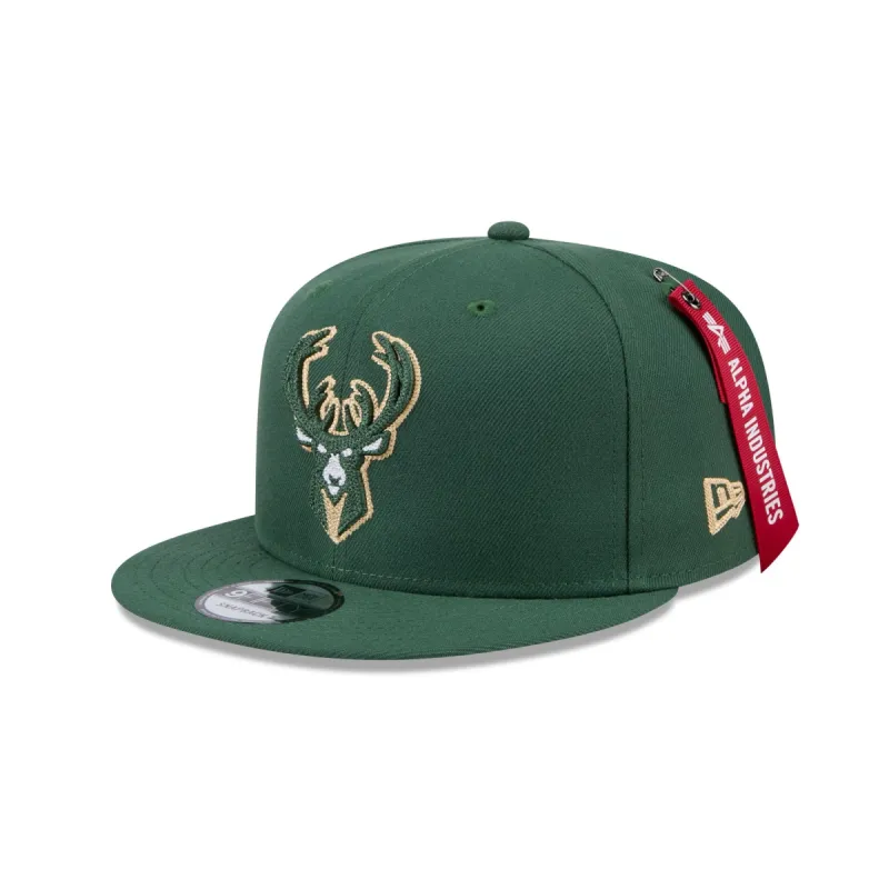 Alpha Industries x Milwaukee Bucks Green 9FIFTY Snapback Hat sold by New Era