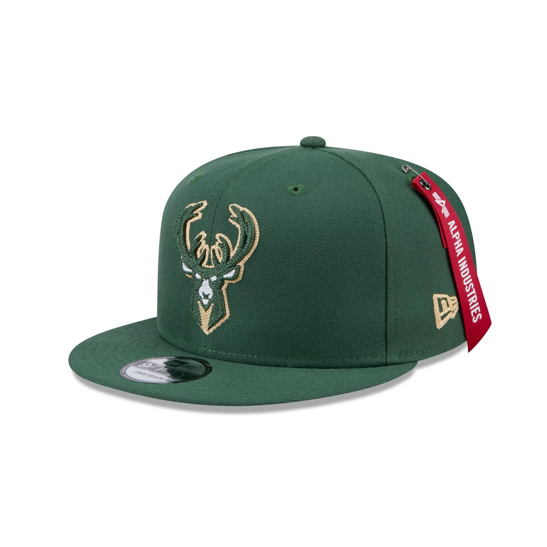 Alpha Industries x Milwaukee Bucks Green 9FIFTY Snapback Hat sold by New Era