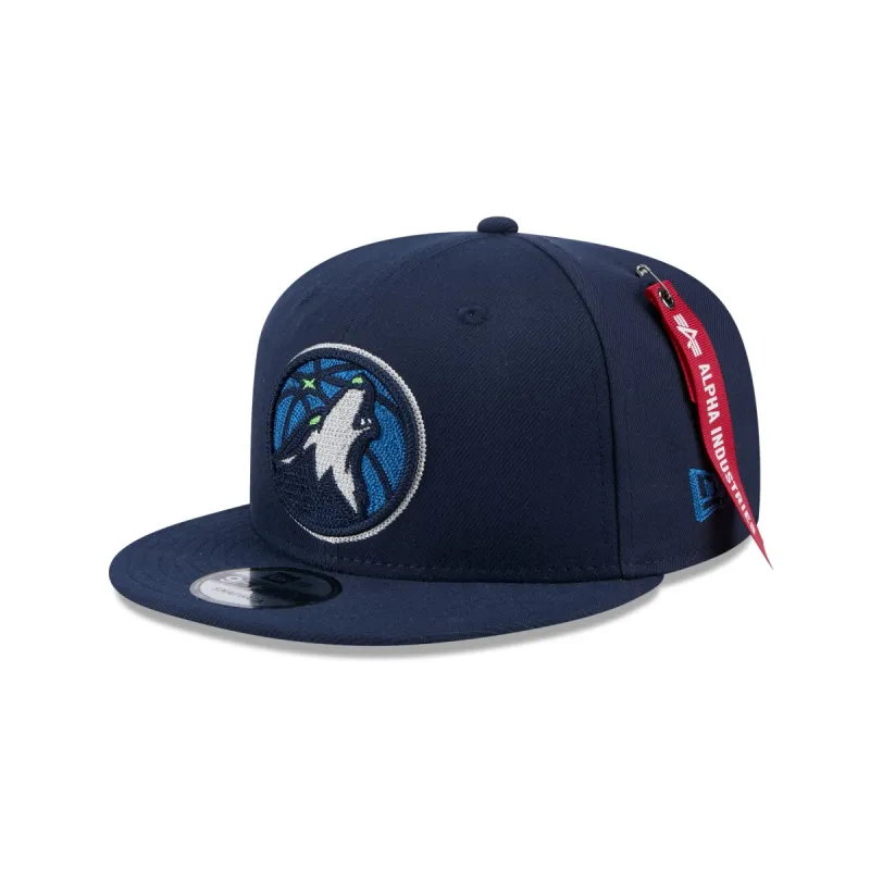 Alpha Industries x Minnesota Timberwolves Navy 9FIFTY Snapback Hat sold by New Era