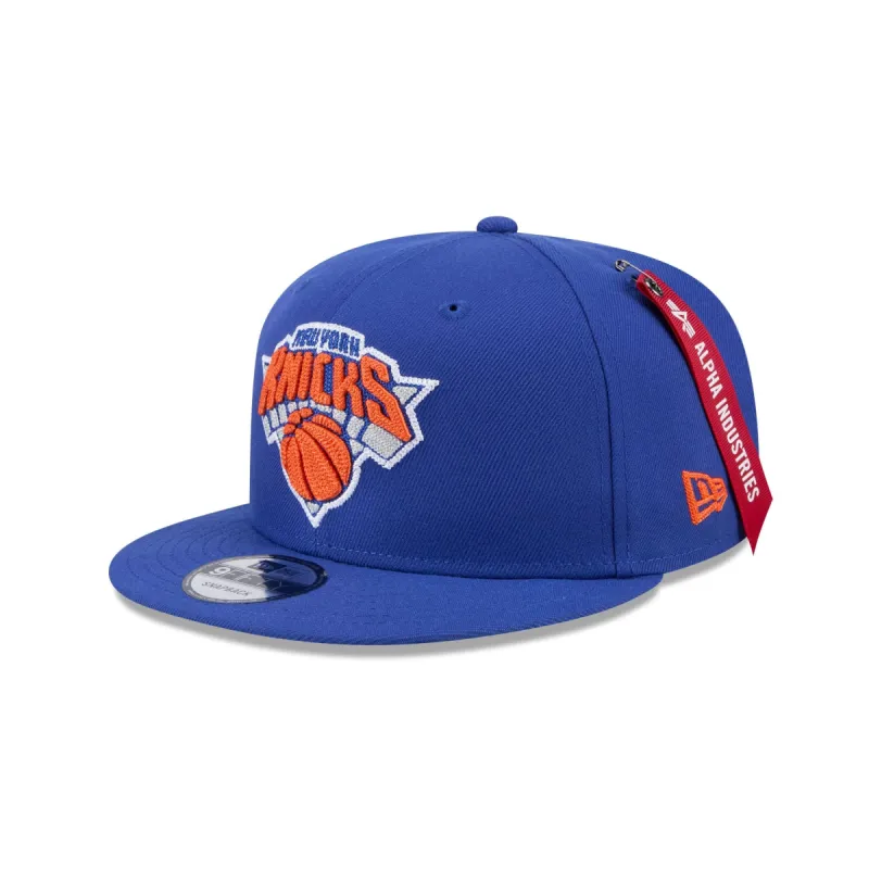 Alpha Industries x New York Knicks Blue 9FIFTY Snapback Hat sold by New Era