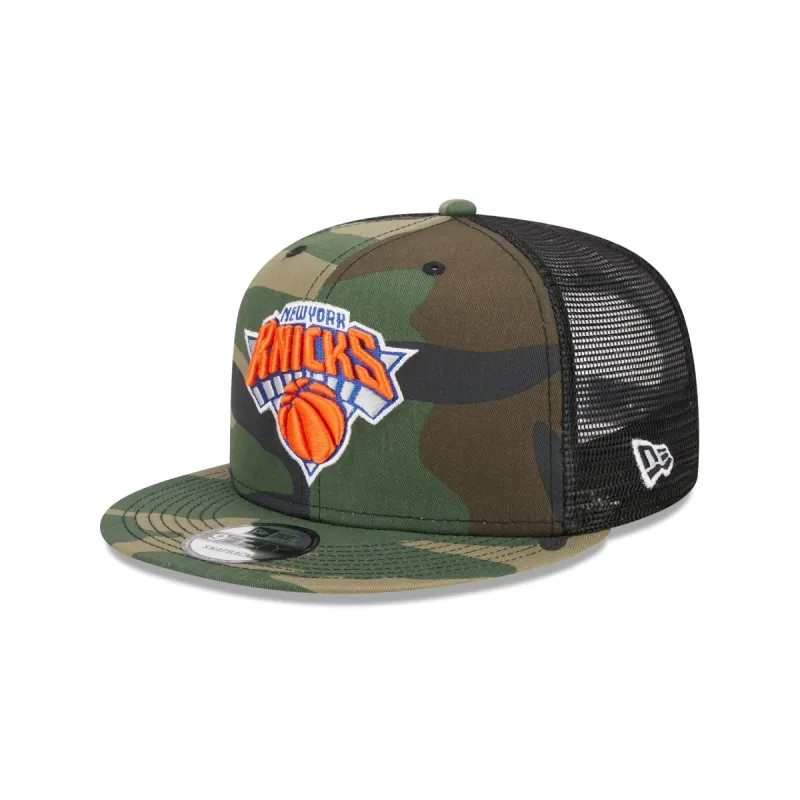 New York Knicks Camo 9FIFTY Trucker Snapback Hat sold by New Era