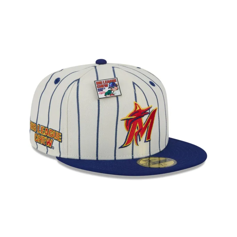 Big League Chew X Miami Marlins Pinstripe 59FIFTY Fitted Hat sold by New Era