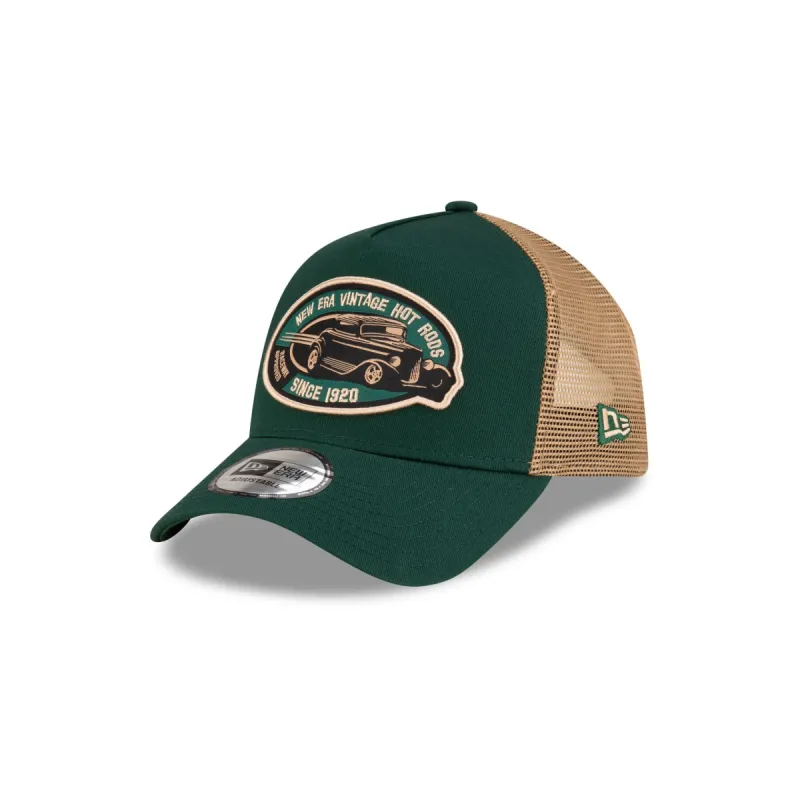 New Era Cap Green Hot Rod 9FORTY A-Frame Trucker Hat made by New Era