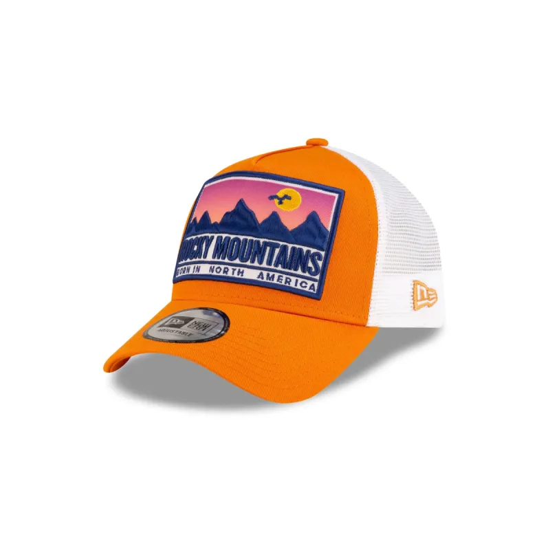 New Era Cap Orange Rockies 9FORTY A-Frame Trucker Hat sold by New Era