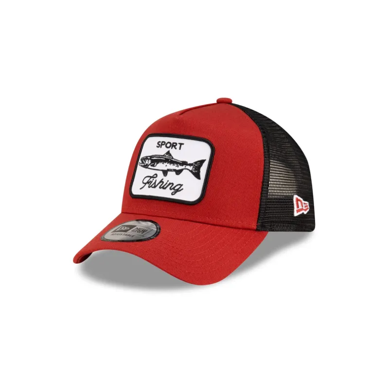New Era Cap Red Fishing 9FORTY A-Frame Trucker Hat sold by New Era