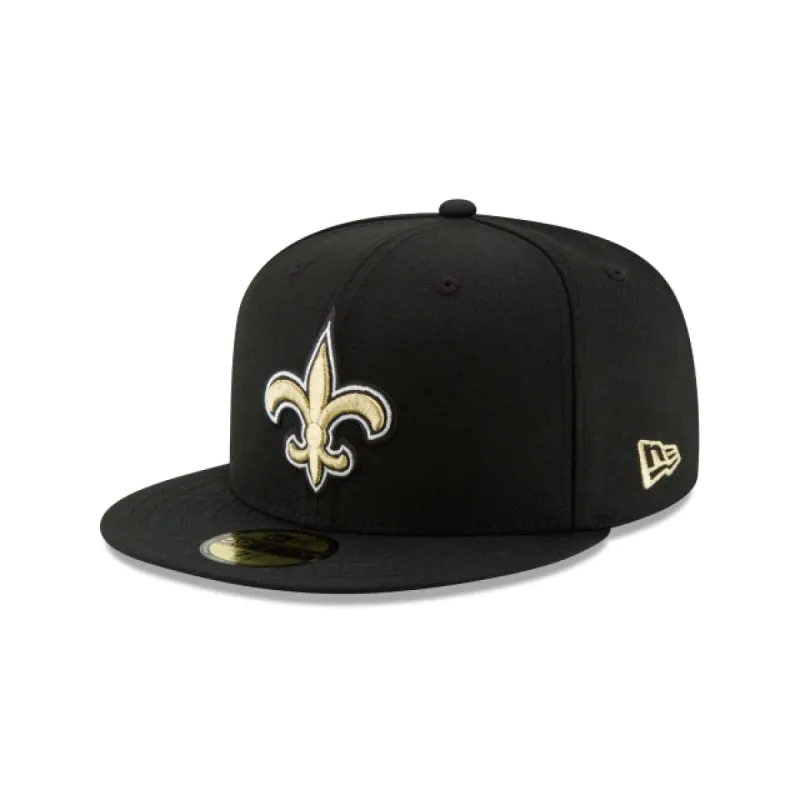New Orleans Saints Black 59FIFTY Fitted Hat made by New Era