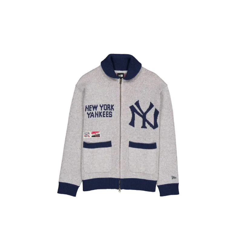 New York Yankees Heather Gray Cowichan Cardigan sold by New Era