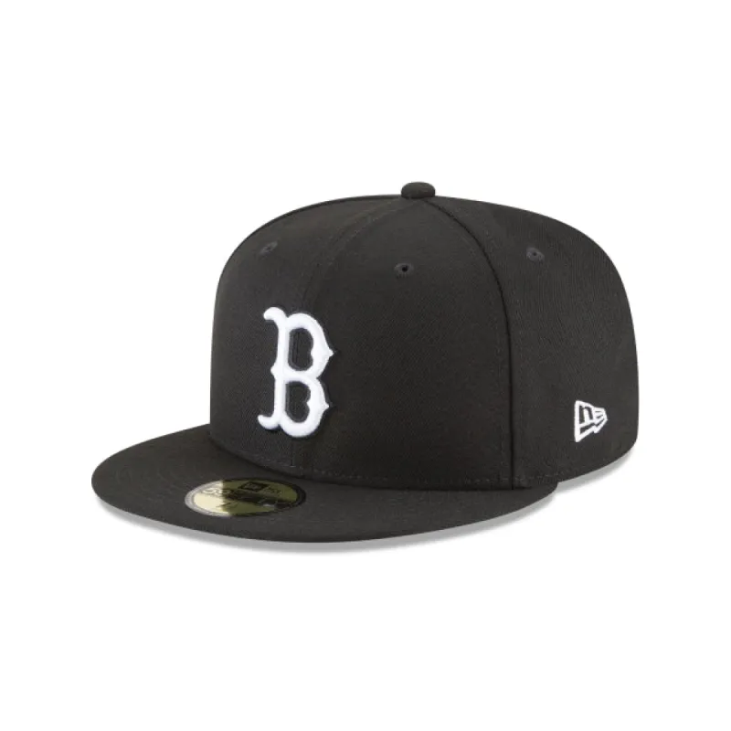 Boston Red Sox Black and White Basic 59FIFTY Fitted Hat sold by New Era