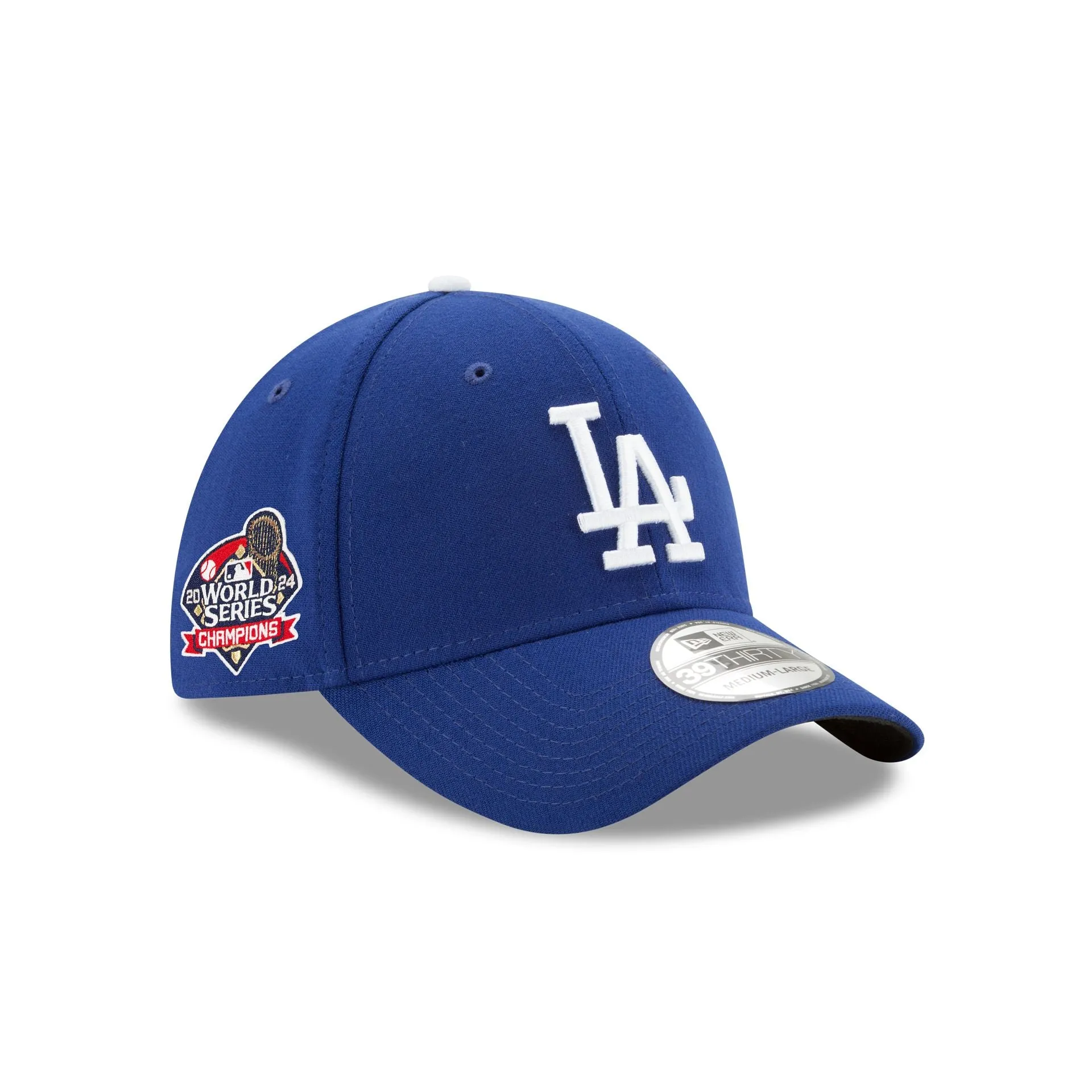 Los Angeles Dodgers 2024 World Series Champions Side Patch 39THIRTY Stretch Fit Hat sold by New Era