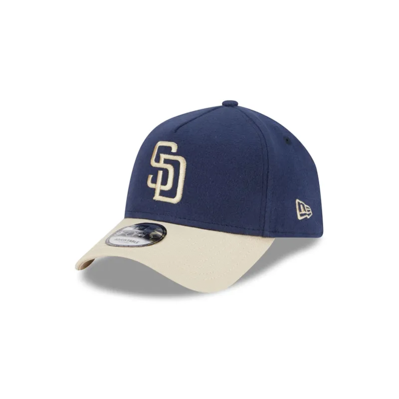 San Diego Padres Moleskin Crown Navy 9FORTY A-Frame Snapback Hat sold by New Era