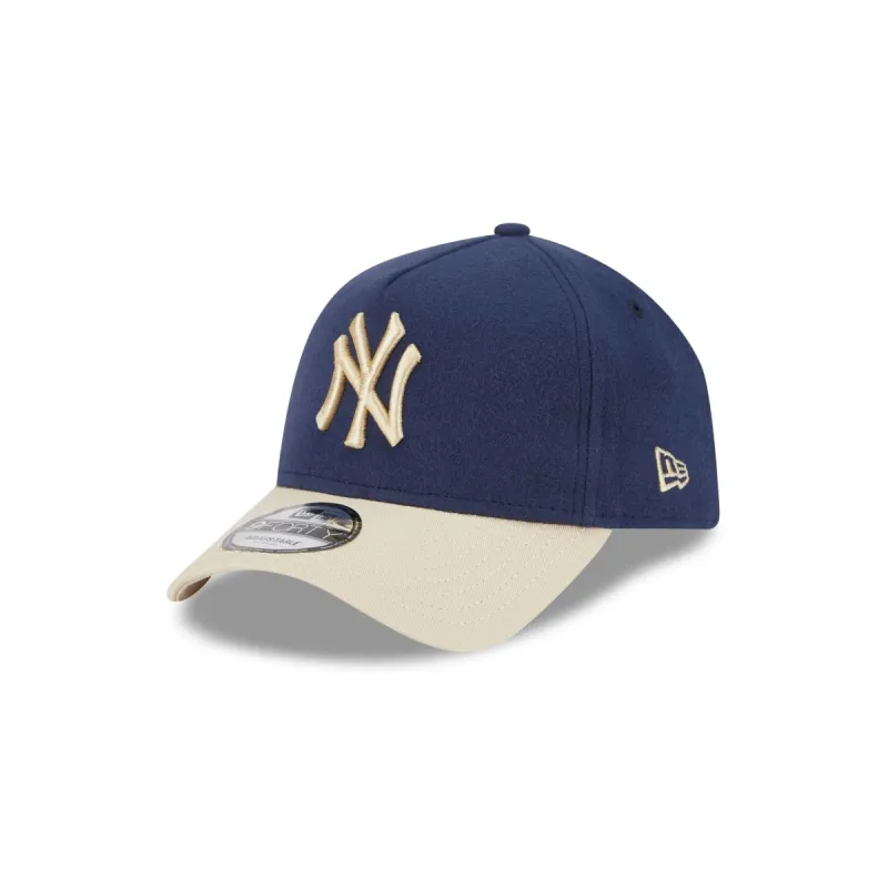 New York Yankees Moleskin Crown Navy 9FORTY A-Frame Snapback Hat sold by New Era