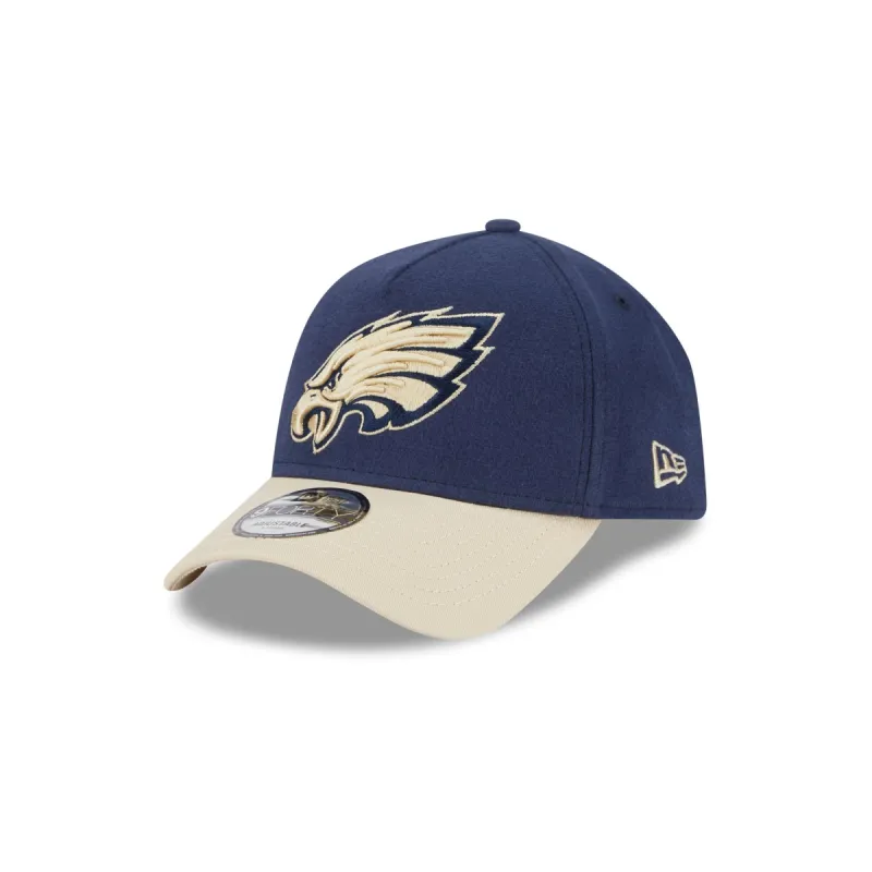 Philadelphia Eagles Moleskin Crown Navy 9FORTY A-Frame Snapback Hat sold by New Era