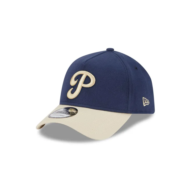 Philadelphia Phillies Moleskin Crown Navy 9FORTY A-Frame Snapback Hat sold by New Era