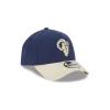 Los Angeles Rams Moleskin Crown Navy 9FORTY A-Frame Snapback Hat sold by New Era