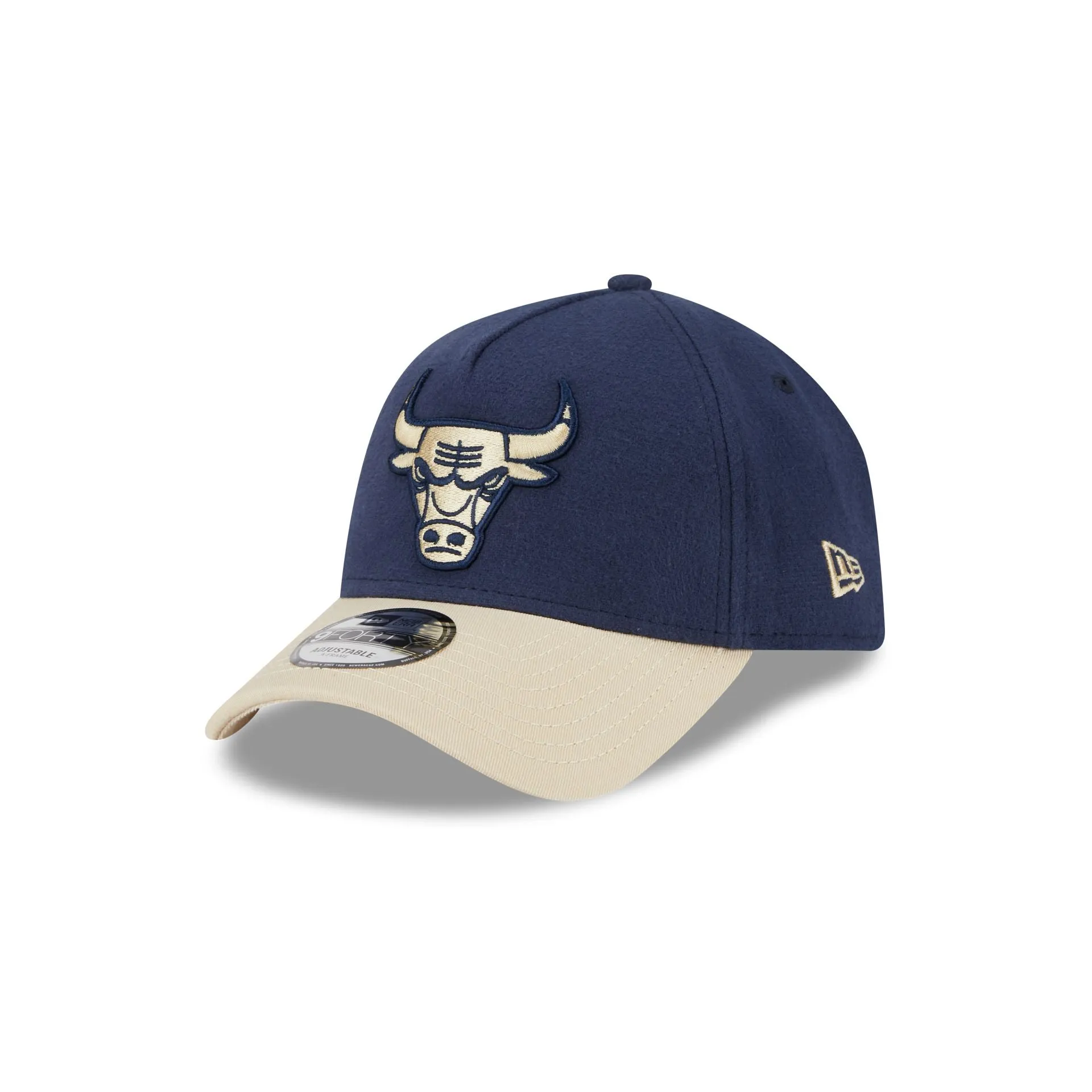 Chicago Bulls Moleskin Crown Navy 9FORTY A-Frame Snapback Hat sold by New Era