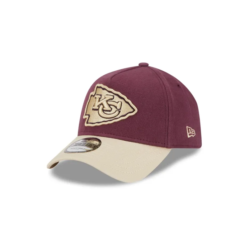 Kansas City Chiefs Moleskin Crown Maroon 9FORTY A-Frame Snapback Hat sold by New Era