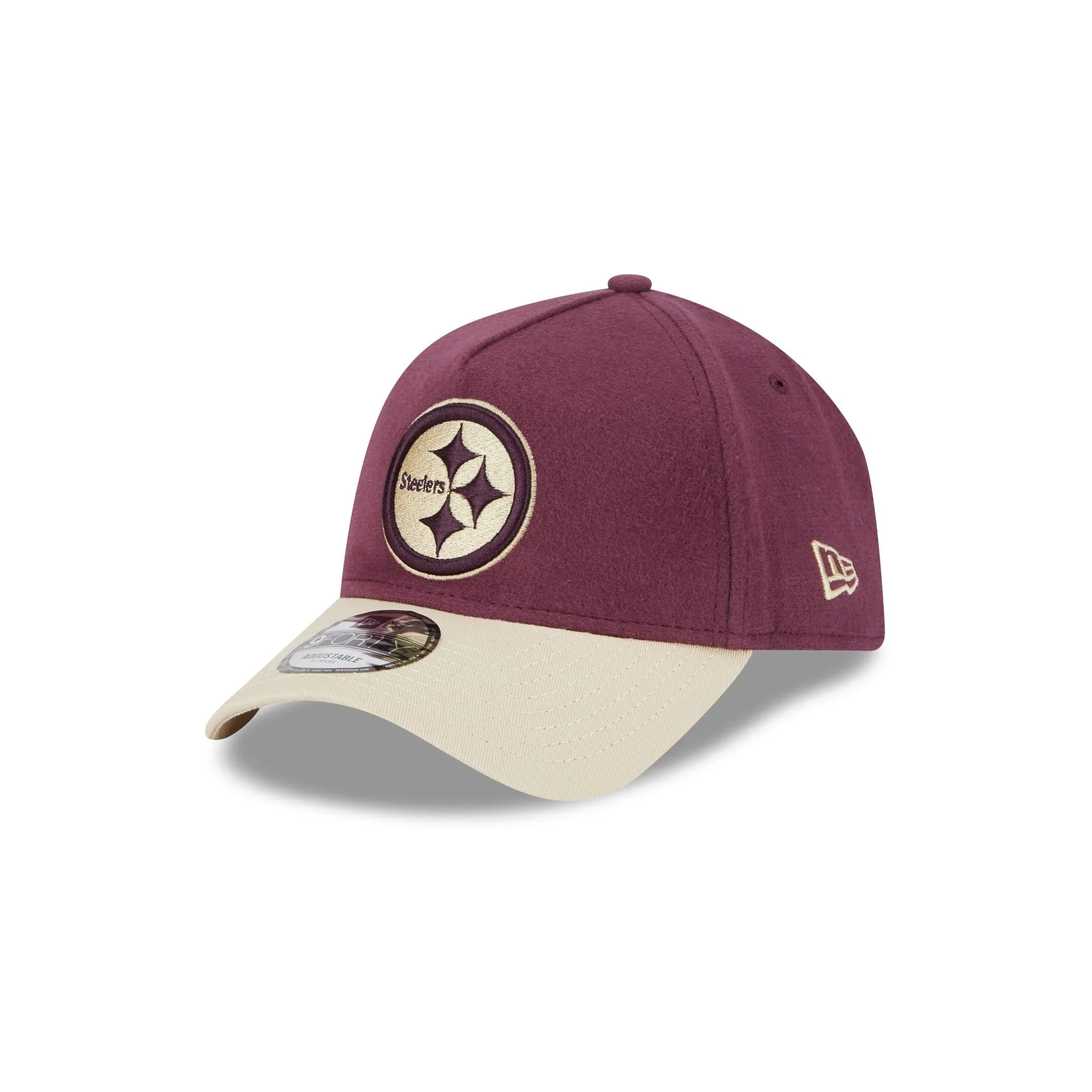 Pittsburgh Steelers Moleskin Crown Maroon 9FORTY A-Frame Snapback Hat sold by New Era